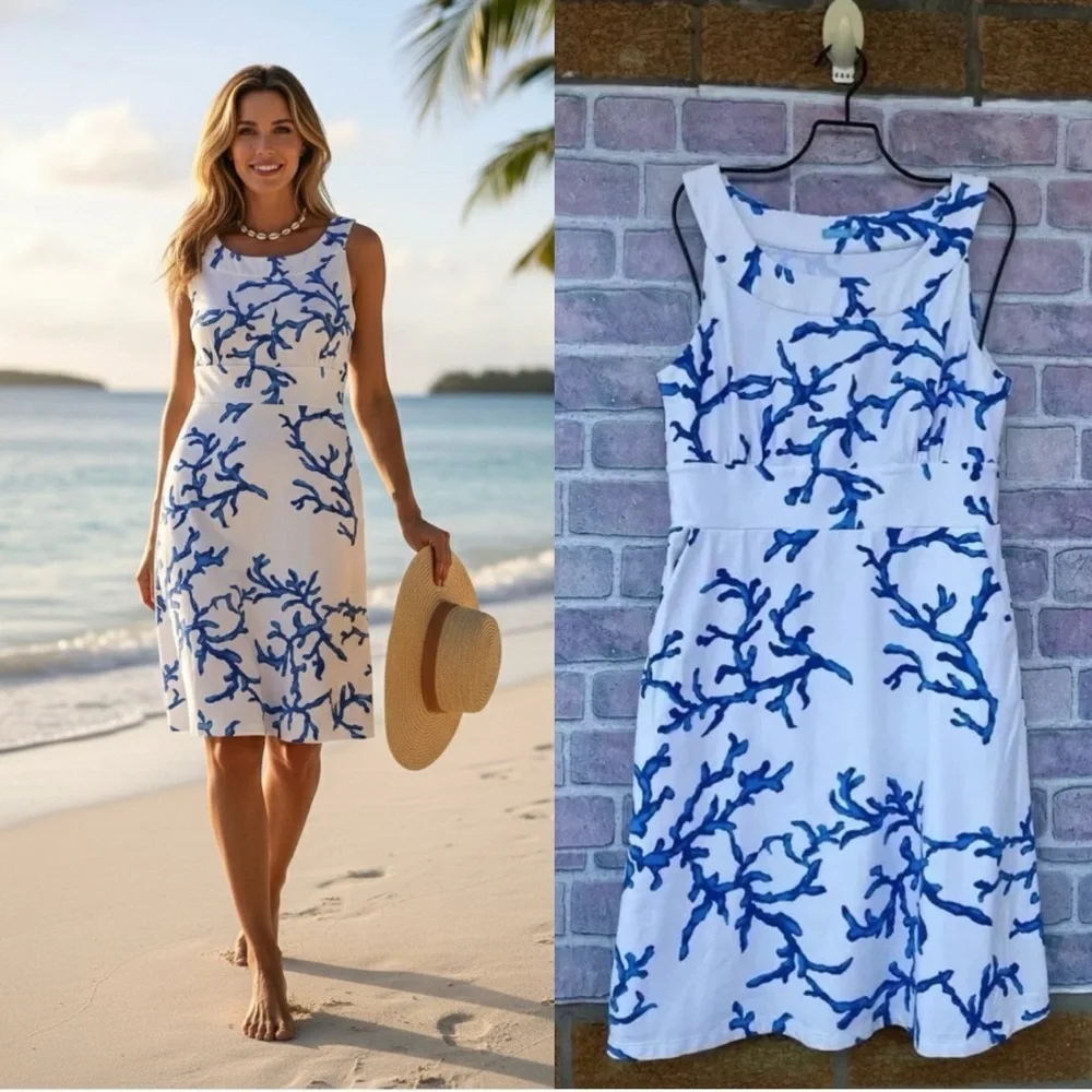 J. McLaughlin Coral Print Dress size medium - Picture 1 of 11